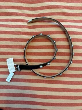GAP Black Leather Belt with Silver Stud Accents